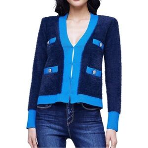 L'Agence Kai Blue Fuzzy Cardigan